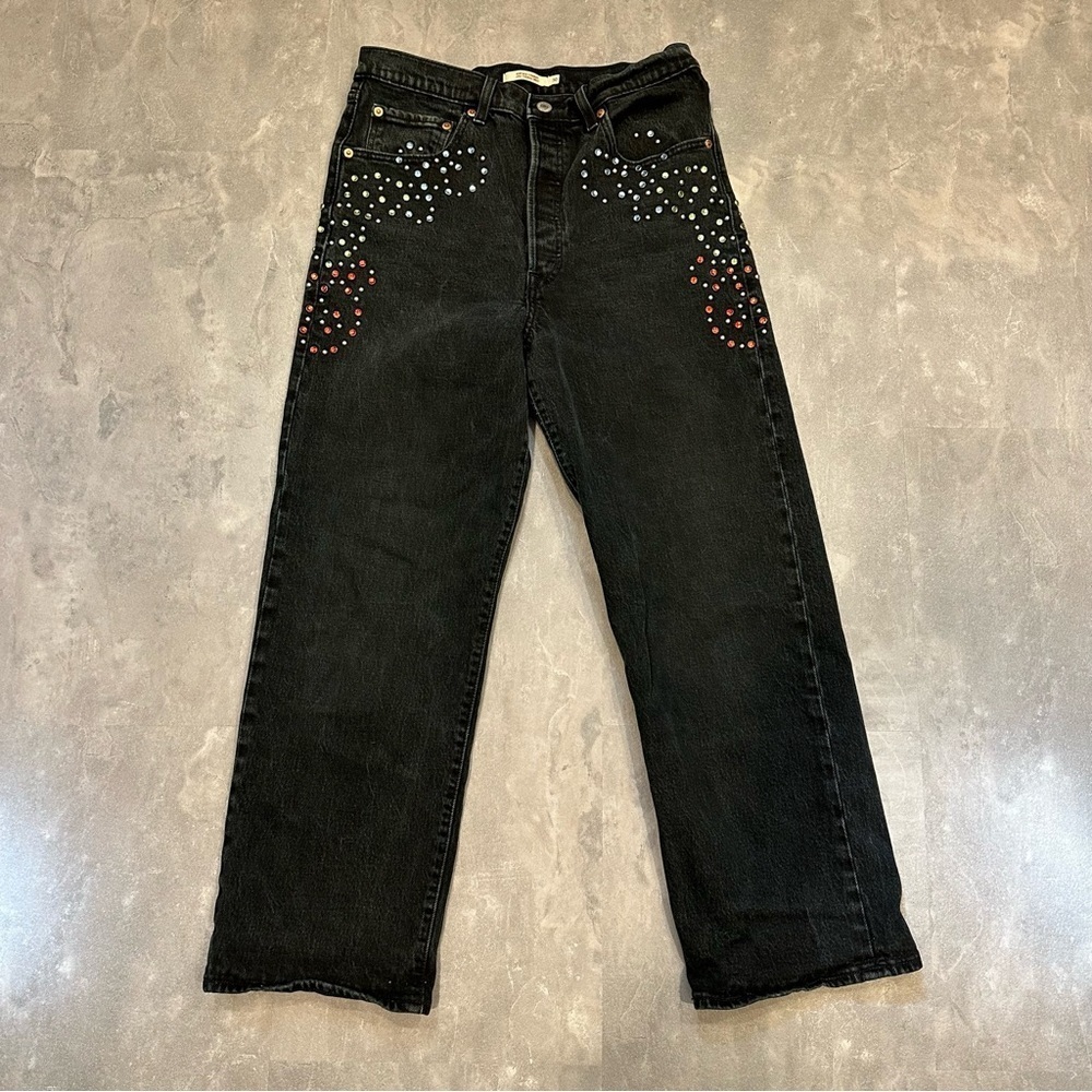 LEVI’S Ribcage Straight‎ Studded Jeans Size 30 - Picture 4 of 13